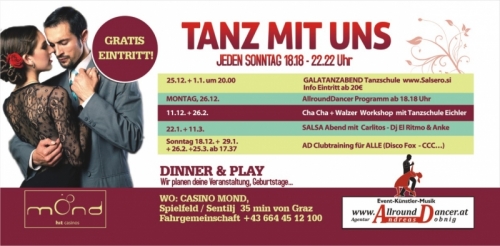 Casino Mond Tanz mit uns Abend mit AllroundDancer Programm bis 26.2.12